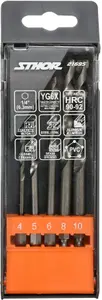 Sthor universal wood masonry drill bits set 5 pcs sizes 4-10 mm hex shank -21695