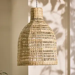 Traditional Fauna Seagrass Pendant Easy Fit Decor Ceiling Shade H50 x D35cm