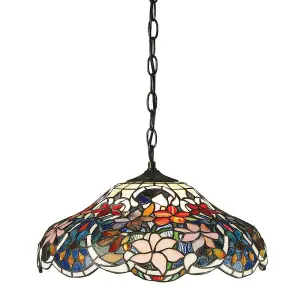 Luminosa Sullivan 1 Light Medium Ceiling Pendant Dark Bronze, Tiffany glass, E27