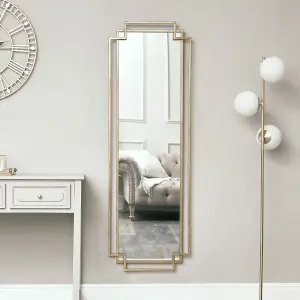 Melody Maison Gold Art Deco Wall Mirror 142cm x 47cm