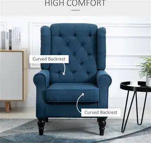 Portland Blue Retro Upholstered Wingback Armchair