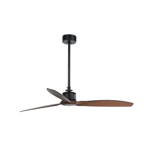 Luminosa Just Black, Wood Ceiling Fan With DC Motor Smart - Remote Included