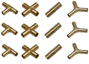 8 mm Brass Y Type 3 Way Hose Joiner Barbed Splitter Connector Air Fuel Water Pipe Tubing