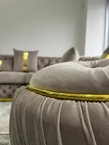 Ambassador Corner Sofa 270cm x 270cm Beige Plush Velvet