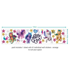 My Little Pony Glitter Wall Sticker Pack Children's Bedroom Nursery Playroom Décor Self-Adhesive Removable