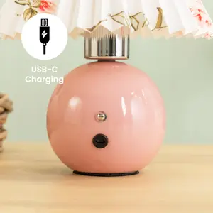 ValueLights Pink Floral Touch Button Rechargeable Table Lamp