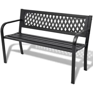 vidaXL Garden Bench 118 cm Steel Black