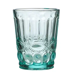 Set of 2 Vintage Luxury Turquoise Drinking Glass Whiskey Glass Tumblers 240ml