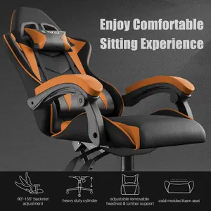 Ergonomic Gaming Chair,Soft PU Leather with Adjustable Reclining Back