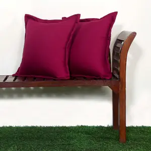 Homescapes Burgundy Plain Outdoor Cushion 45 x 45 cm, Set of 2