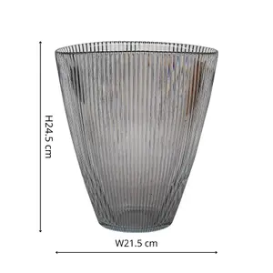 Charcoal Ribbed Vase H24.5Cm W21.5Cm