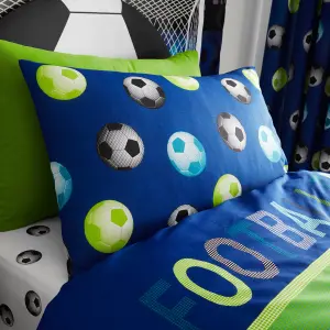 Catherine Lansfield Bedding Football Duvet Cover Set with Pillowcase Blue