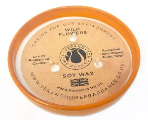 Selena Glaze Orange Wild Flowers Hand Dipped Soy Wax Candle (Diam) 14cm