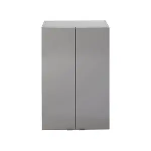 GoodHome Imandra Deep Gloss Anthracite Double Bathroom Wall cabinet (H)90cm (W)6cm