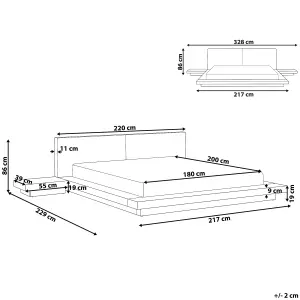 EU Super King Size Faux Leather Headboard Bed with LED White ZEN