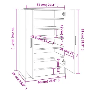 Shoe Cabinet Black 60x35x92 cm Engineered Wood