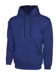 Uneek - Unisex Contrast Hooded Sweatshirt/Jumper  - 50% Polyester 50% Cotton - Royal/Navy - Size M