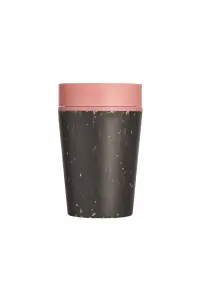 Circular Coffee Cup 8oz Black & Giggle Pink