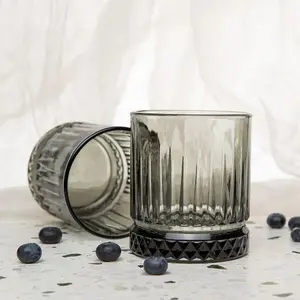 Queensway Home & Dining 355ml 4 Pcs Grey Coloured Tumblers Drinking Whiskey Glass Sets