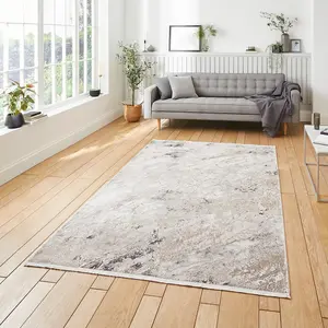 Beige Abstract Easy to Clean Modern Bedroom Dining Room and Living Room Rug -160cm X 230cm