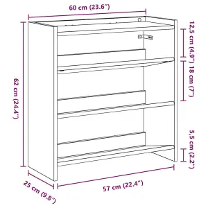 Berkfield Shoe Rack White 60x25x62 cm Engineered Wood