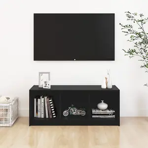 Berkfield TV Cabinet Black 104x33x41 cm Solid Pinewood