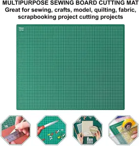 A2 Non-Slip Cutting Board with Surface for Arts & Crafts Easy Guided Line Paper Card Fabric Plastic for Professional Cutting Green