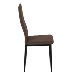 Upholstered Dining Chairs Set Of 4, Fabric Dining Chairs For Dining Room Restaurant (Brown) (Set of 4) Brown / Black