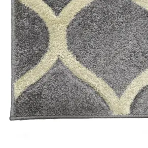 Portland Grey & White Geometric Large Rug, (L)230cm x (W)160cm