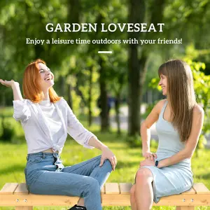 Outsunny 1.1M Outdoor Garden Bench Patio Loveseat Fir Wood 2 Person