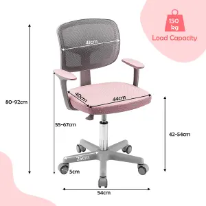 Costway Kids Computer Chair Low-Back Task Study Chair Children Office Chair Height Adjustable