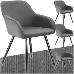 Dining Chair Marilyn - corduroy look, upholstered, armchair, continuous backrest - grey/black