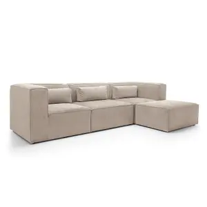 Doris Modular Corner Sofa in Beige Cord Chenille