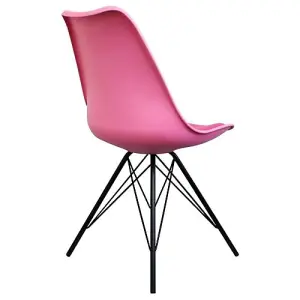 Soho Bright Pink Plastic Dining Chair with Black Metal Legs