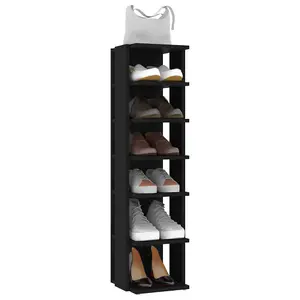 Shoe Cabinet Black 27.5x27x102 cm Engineered Wood