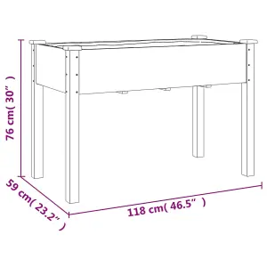 Berkfield Planter with Liner Brown 118x59x76 cm Solid Wood Fir