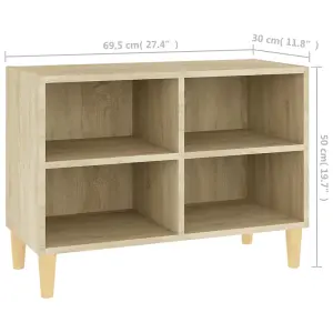 Berkfield TV Cabinet with Solid Wood Legs Sonoma Oak 69.5x30x50 cm