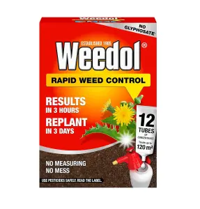 Weedol Rapid Weed Killer Liquid Concentrate 12 Tubes Treats 120m2 Weed Control