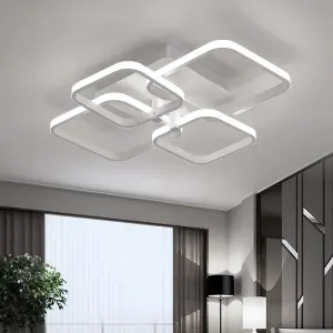 White Frame Square Contemporary LED Energy Efficient Semi Flush Ceiling Light Fixture Cool White 60cm