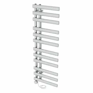 Right Radiators Prefilled Thermostatic Electric Heated Towel Rail Oval Column Rads Ladder Warmer - 1200x450mm Chrome