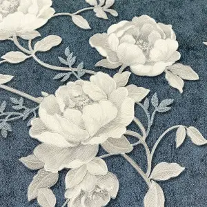 Muriva Blue Floral Mica effect Embossed Wallpaper