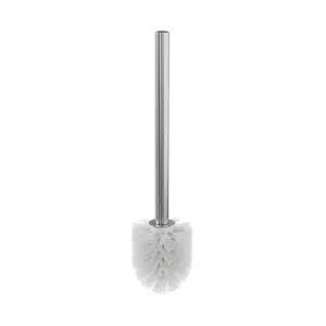 Brushed chrome effect White Toilet brush