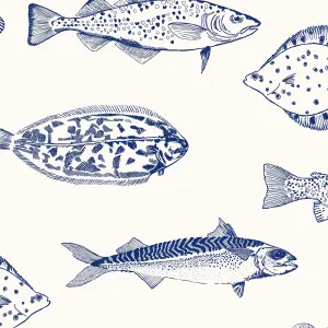 Joules Blue Fish Smooth Wallpaper