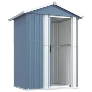 Garden Shed Galvanised Steel Outdoor Shed Bin Storage Grey