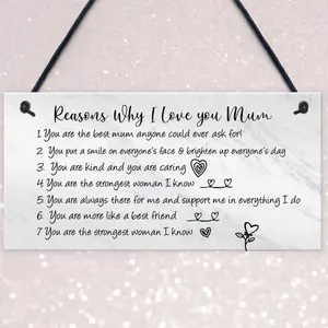 Reasons Why I Love Mum Birthday Christmas Gift Hanging Plaque Mum Gift From Daughter Son