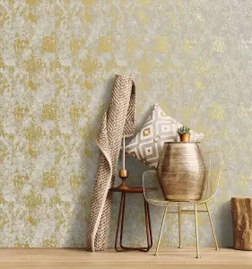 Galerie Metallic Fx Gold Metallic Industrial Texture Textured Wallpaper