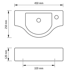 Ceramic Bathroom Sink Basin with Faucet Hole Black