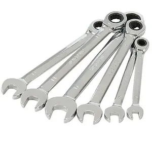 6 Piece Fixed Head Ratchet Spanner Set 8mm 17mm Metric Kit Grip Bolt / Nut