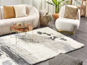 Shaggy Area Rug 160 x 230 cm White and Grey GORIS