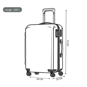 LUGGIT 3 Pcs Travel Lightweight Trolley Luggage Suitcase Set of 3 Sizes, ABS Shell - Ridged Line Purplish Red